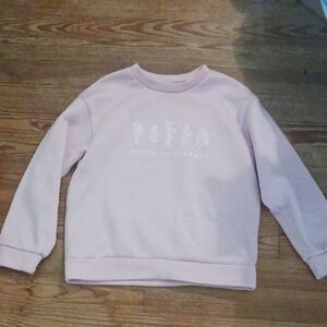 SHEIN Soft Pink Floral Graffic Top Size Large